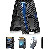GHUKY Wallet for Men, Minimalist Slim Mens Wallet with Money Clip, RFID Blocking Smart Pop Up Card Wallet with ID Window, Compact Bifold Wallet, Metal Aluminum Credit Card Holder
