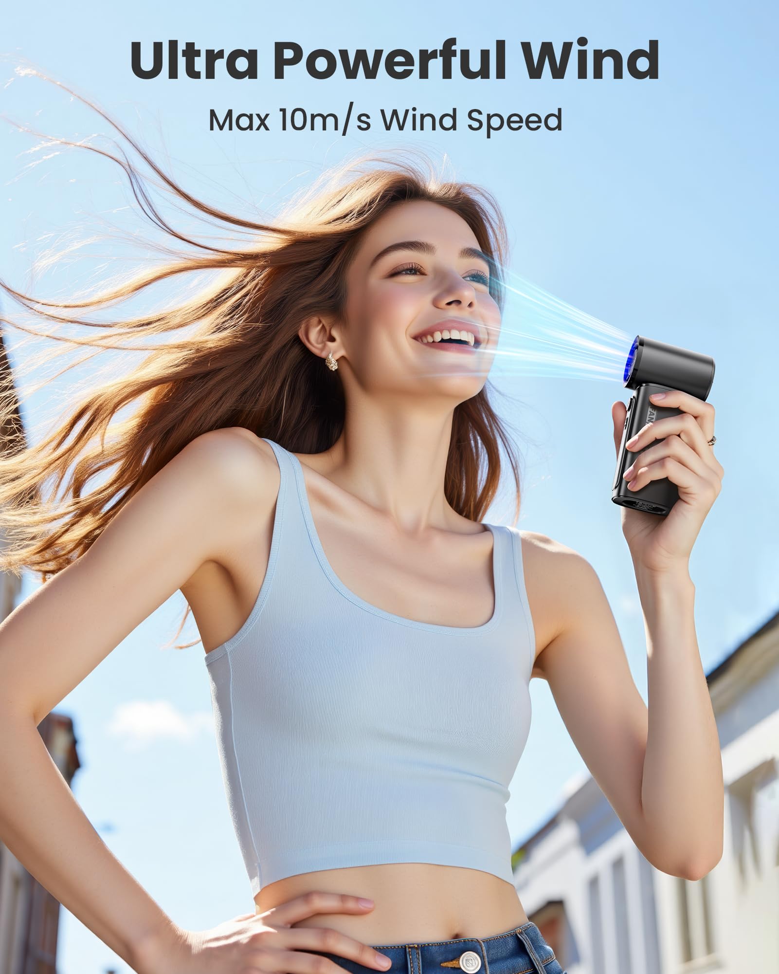 Koonie 19000 RPM High Speed Portable Handheld Fan,100 Speeds Mini Turbo Fan, 3600mAh, 12H Max Cooling Time, Digital Display, 5