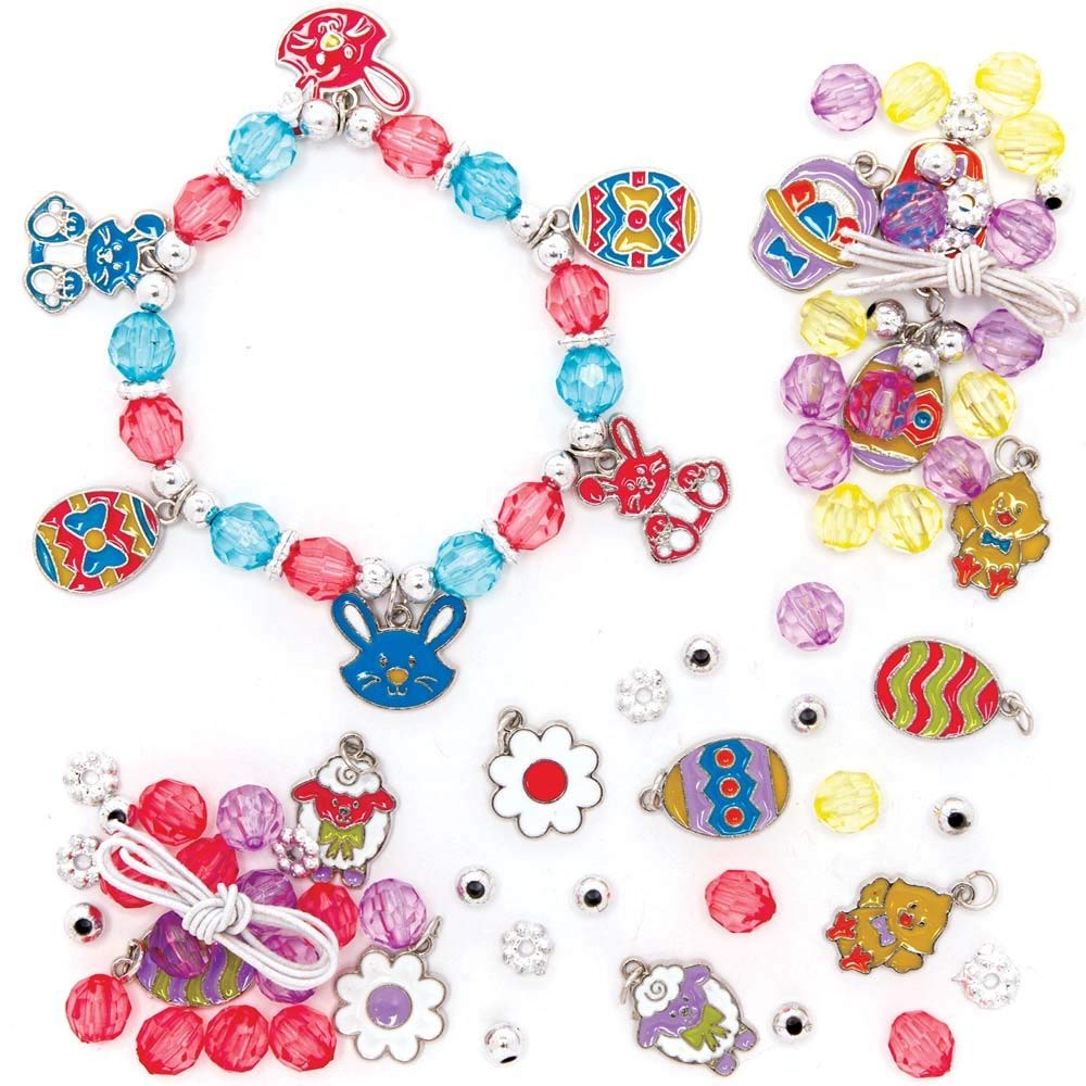 Baker Ross Easter Charm Bracelets - Pack of 3, Easter Crafts for Kids (AX799)