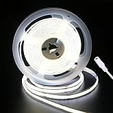 UVTaoYuan LED Strip Lights 24V COB LED Daylight White 6000K Super Bright LED16.4ft Dotless High Density 14W/m Cuttable Flexible for Home DIY White Commercial Lighting Projects (No Power Supply)