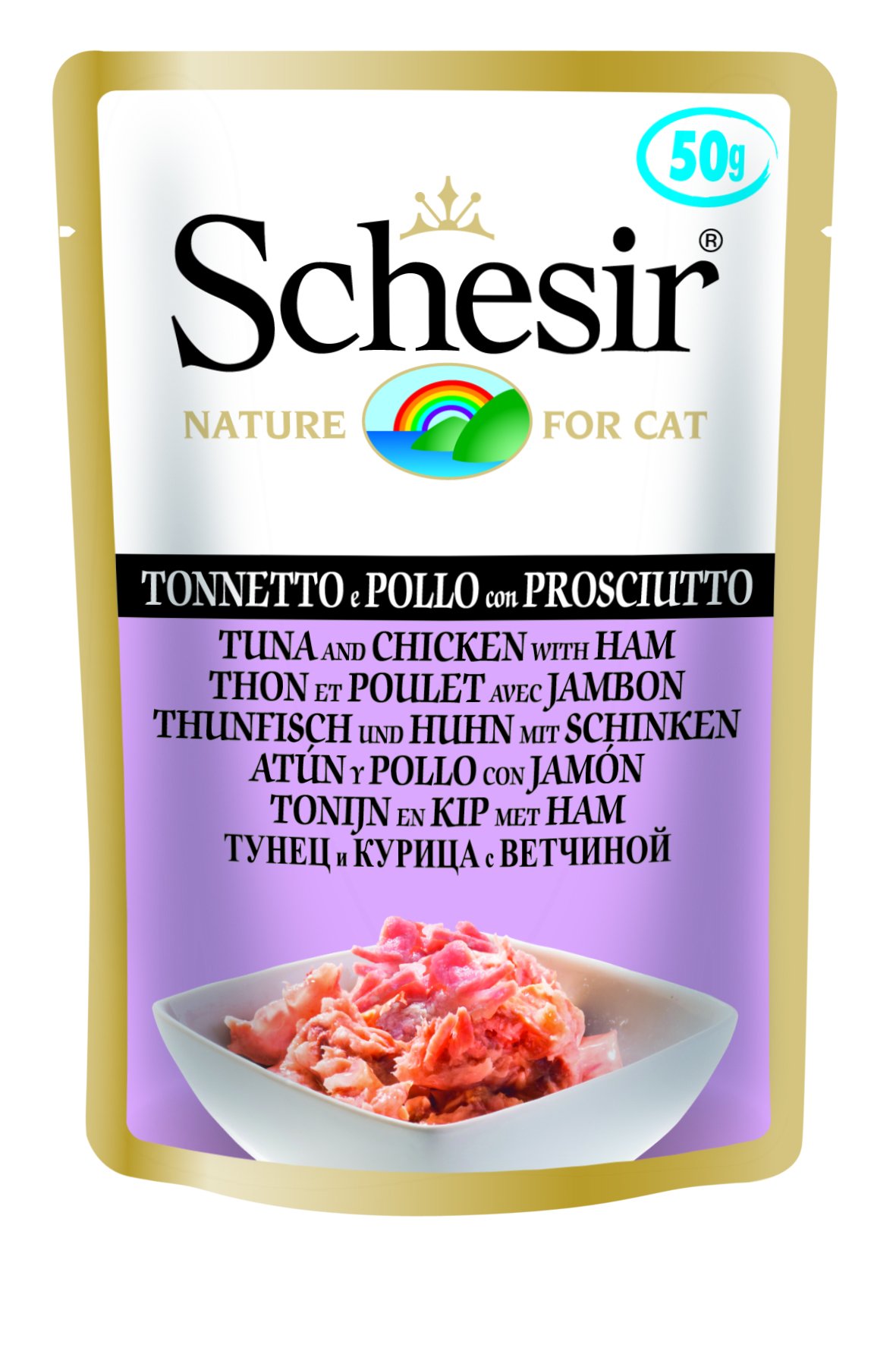 Schesir 0103205 Cat Tuna/Chicken with Ham, 50 g