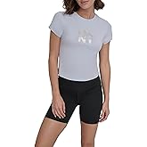 DKNY womens Foil Logo Short Sleeve Baby Tee