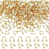 PH PandaHall 200PCS Brass Wire Guardian and Protectors Golden U Shape Wire Guards Loop Guardian Thread Protectors Jewelry Finding for Earring Bracelet Beading Jewelry Crafts Making Hole: 0.5mm