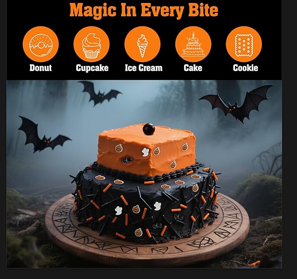 TWISWEET HALLOWEEN SPRINKLES, PUMPKIN SPRINKLES FOR CAKE DECORATING, EDIBLE CANDY GHOST BAT SUGAR SPRINKLE MIX, BLACK AND ORANGE BAKING CANDY BULK, CUPCAKE TOPPER COOKIE ICE CREAM CAKE DECORATIONS, HALLOWEEN SCARY THEME TRICK OR TREAT PARTY SUPPLIES (130G/4.58OZ)