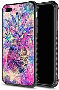 iPhone 8 Plus Case, Colorful Beautiful Pineapple iPhone 7 Plus Cases, Back+Soft Silicone TPU Shock Fall Prevention Protective Case for Apple iPhone 7/8 Plus