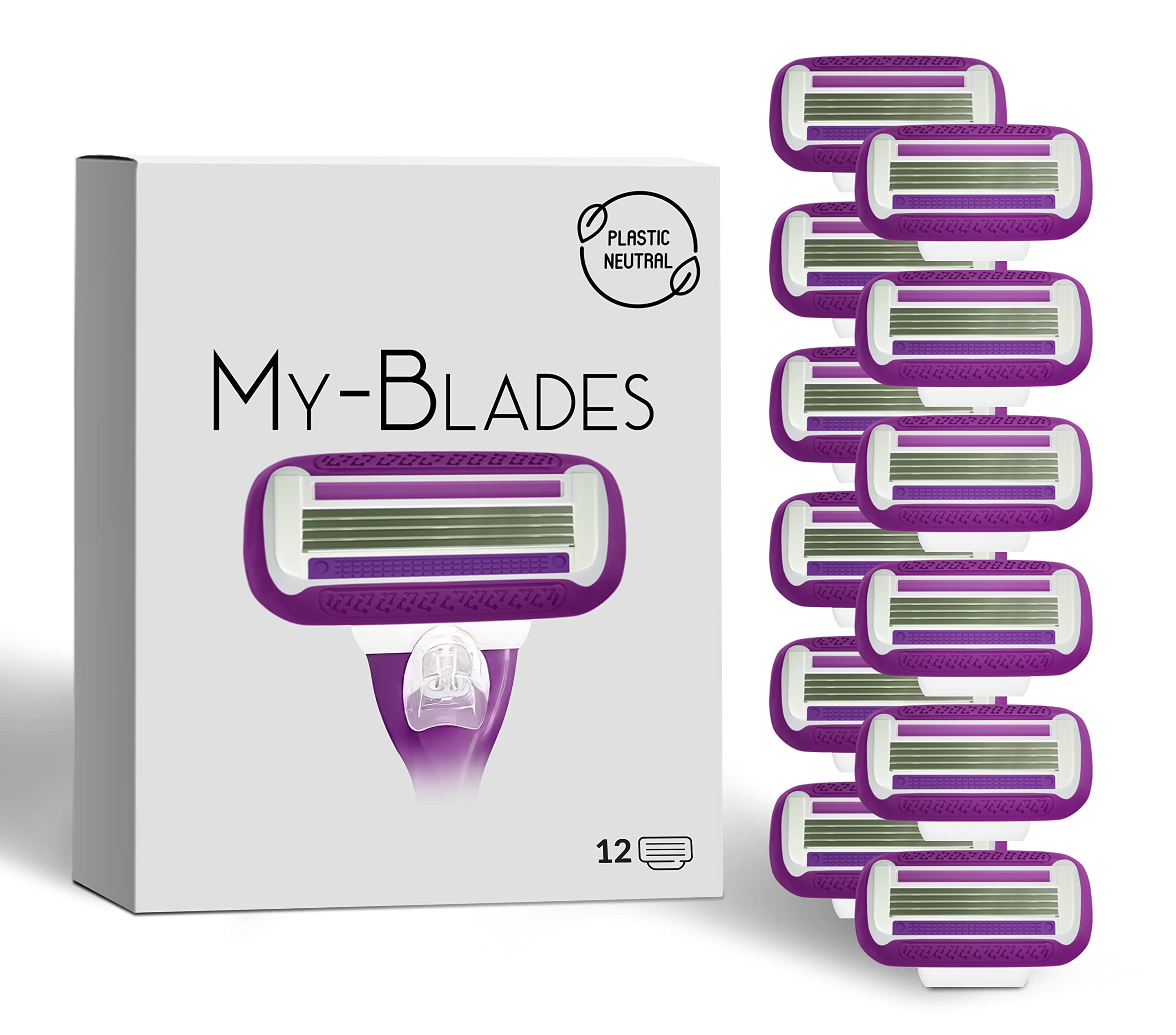 Razor blades for Gillette Venus, plastic-neutral, swirl and smooth, 12 replacement blades for women, with 4-fold blade