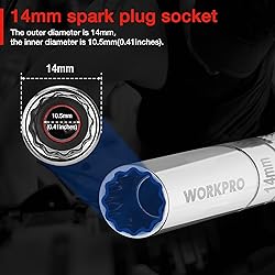 WORKPRO 3PC Magnetic Swivel Spark Plug Socket