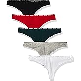 Calvin Klein womens Signature Cotton Logo Stretch Thong Panties, Multipack