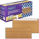 Bonfasvo 120 Pack #10 Brown Kraft Security Envelopes 4-1/8 x 9-1/2 inches Self Seal