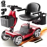 Foldable Lightweight Mobility Scooters for Seniors &amp; Adults 330LBS Capacity | Red Powered Electric Mobility Scooters, 4 Wheel Portable Motorized Scooter ,Folding Travel Scooter Cup &amp; Phone Holder FSA&amp;HSA