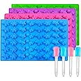Palksky Mini Dinosaur Silicone Candy molds/Dragon Gummy Bear Mold, Non-Stick Gummie Chocolate Gelatin Tray (4-Pack+4 Droppers