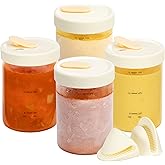 SOLIGT 4-Pack Soup Freezer Containers with Vented Lids, 24oz Glass Food Storage Jars, Microwave-Safe, Leakproof Meal Prep Jars for Soup, Stew, Sauce, Dishwasher Safe