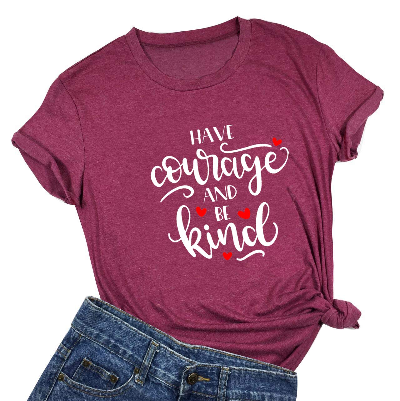 Have Courage And Be Kind Inspirational Tea Fall Love Cute Heart Blessed Tops Tees T Shirt