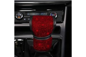MLOVESIE Plush Auto Gear Shift Knob Cover with Crystal Glitter Bling Rhinestones for Girls,Lady Universal Fit (Bling) (Red)
