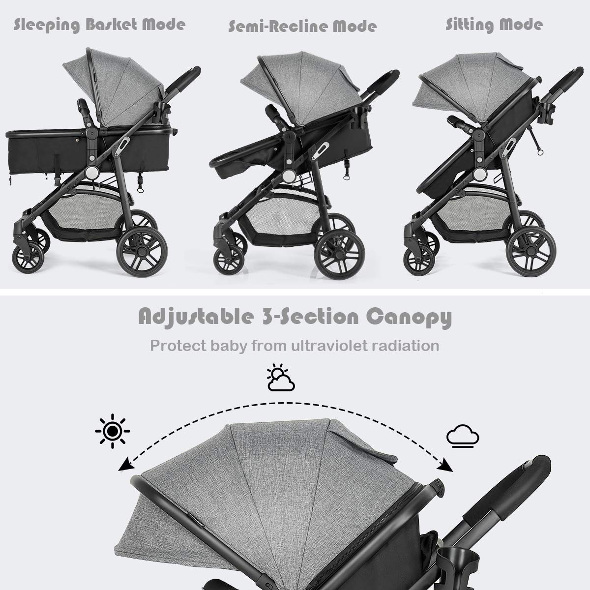 baby joy stroller 2 in 1