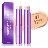 Face 2-in-1 Color Changing Foundation Stick &amp; Brush: Shade-Adapting Korean Makeup, Natural Finish