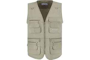 OU YA WOLF Men's Utility Work Hunting Travel Fishing Multi-Pockets Outdoor Vests
