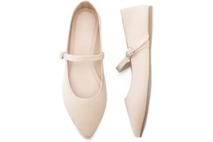 Soesyi Pointed Toe Flats Knit Ballet Flat Shoes for Women Comfortable with Adjustable Strap,Washable Dressy Casual Flats for Work Office