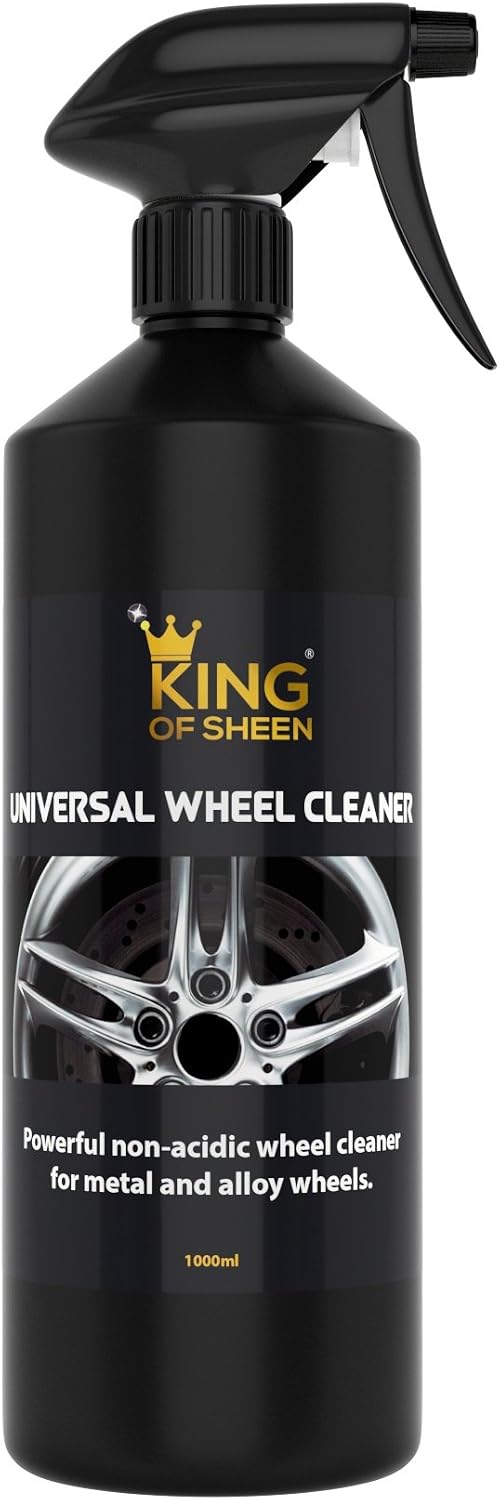 King of Sheen Universal Wheel Cleaner for all Metal and Alloy Wheels Tough Non Acidic Wheel Cleaner,Spray on Leave for 10 Seconds then Wipe of to a Brilliant Shine.1 Litre