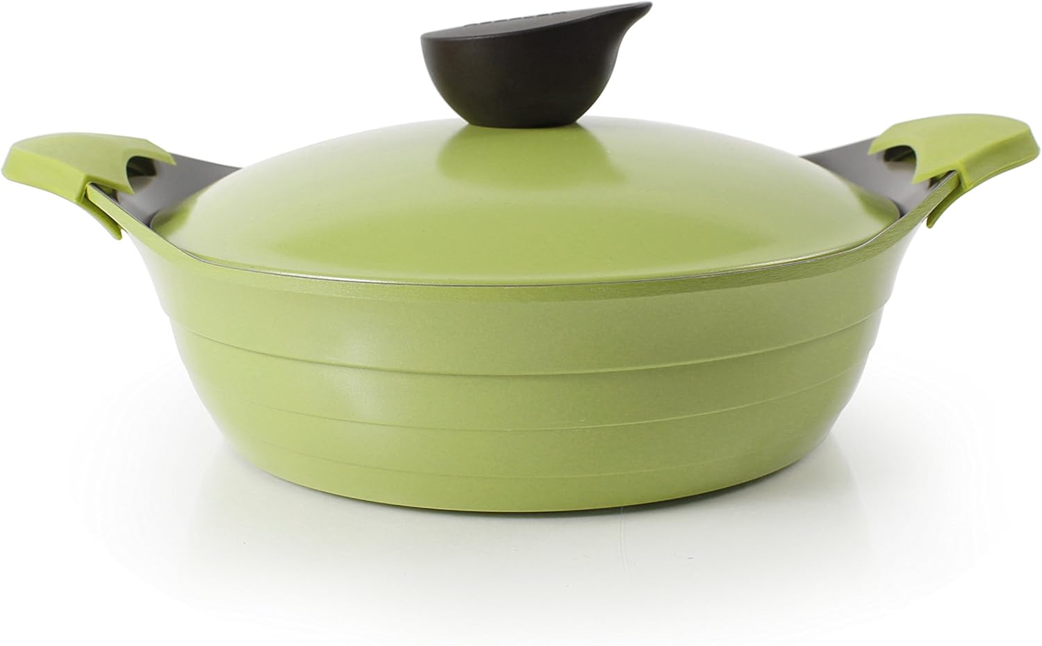 Neoflam Eela 2.5 QT Ceramic Nonstick Low Stockpot with Steam Releasing Lid in Olive Green
