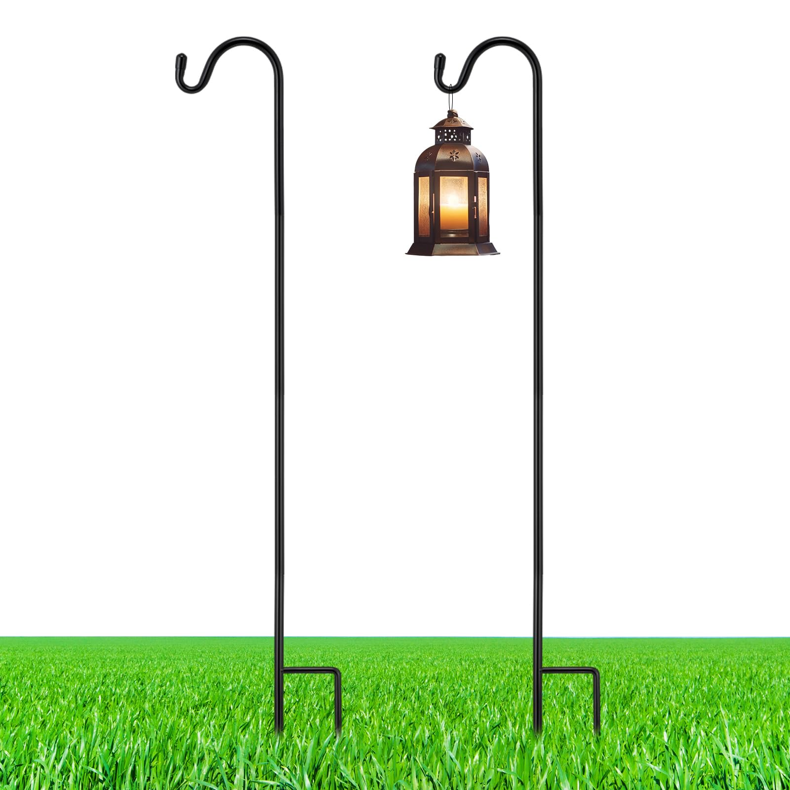 Photo 1 of Yetene 2 Pcs 24 Inch Shepherds Hook for Outdoor Adjustable Bird Feeder Pole Metal Steel Shepard Hooks for Hummingbird Stand Feeder Pole for Garden Plant, Lantern, Hanging Wedding Decor