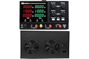LWLONGWEI DC Power Supply Variable,4 Channels 30V 10A 2 * 300W Adjustable Switching Regulated DC Bench Power Supply with 4-Digits LED Power Display 5V/2A USB/DC Output Black