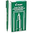 PILOT Extra Fine Point Permanent Markers, Green Ink, 12-Pack (44105)