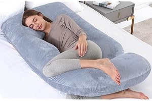 yoyomax Pregnancy Pillows, U Shaped Full Body Maternity Pillow Memory Foam Pregnancy Pillow with Removable Cover, 57 Inch Pregnancy Pillows for Sleeping, Washable, Removable Cover (Grey)