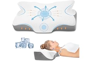 Anvo Cervical Pillow for Neck Pain Relief - Neck Pillows for Pain Relief Sleeping - Ergonomic Pillow for Neck and Shoulder Pain - Memory Foam Pillows for Side Back Stomach Sleeper - White, Firm