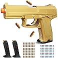 Tcxomino Gold Toy Gun, Soft Bullet Toy Gun Shell Ejecting, Realistic Toy Pistol for Boys, Educational Play Gun Model, Halloween Christmas Birthday Gifts for Boys Kids Adults Age 8+
