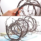 300cm/118inch Bendable Brown Small Artificial Tree Branches Fake Tree Trunk Garland Rattan Wreath Cherry Blossom Grape Vines Floral for Wall Hanging Front Door Reptile Habitat Decoration