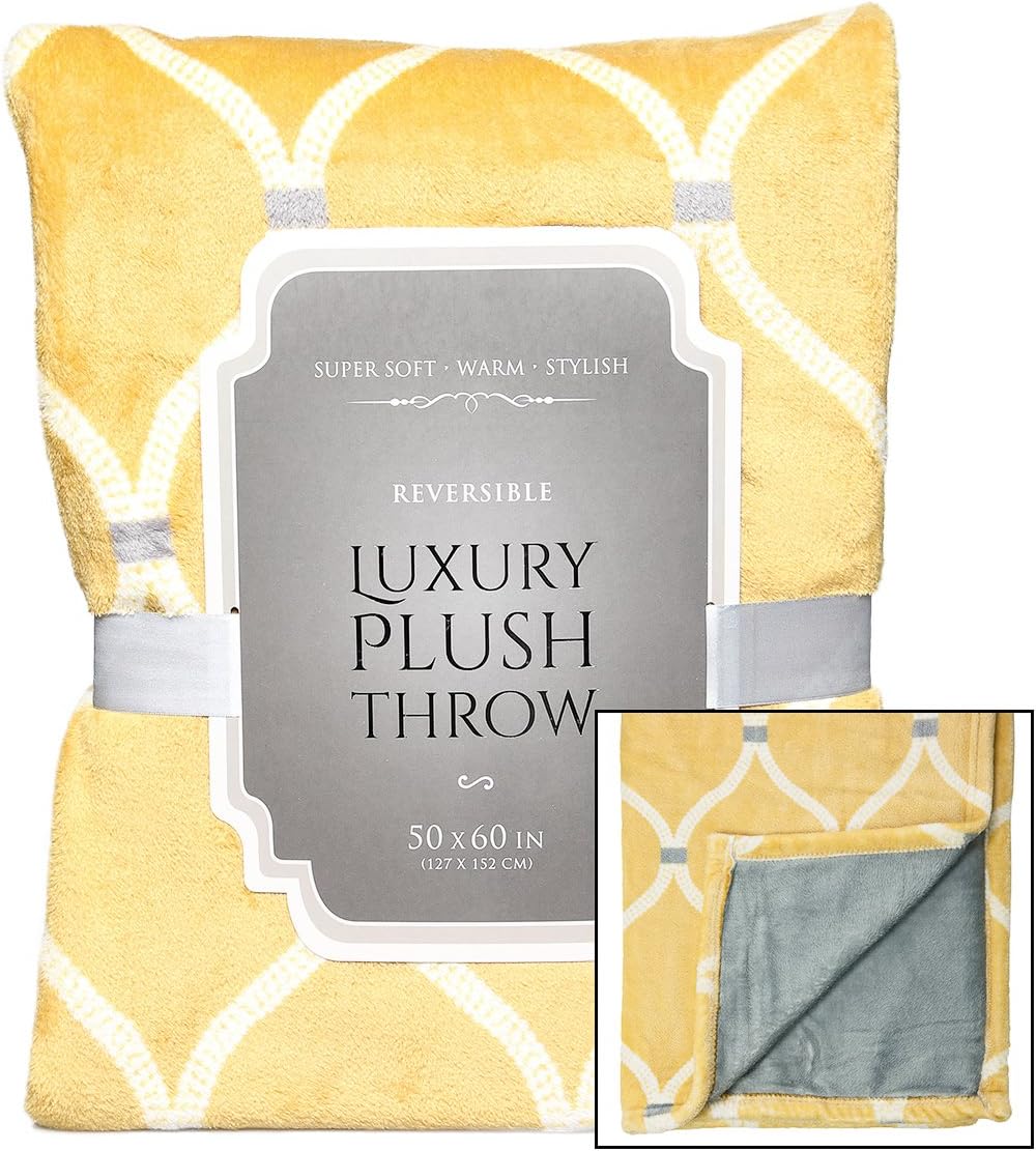 Davon Super Plush Luxury Ultra Soft Fleece Throw Blanket Reversible 50x60