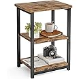 Fixwal Side Table 3-Tier Small End Table, Sofa Table Nightstand for Living Room, Bedroom, Office, Rustic Brown and Black