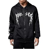 SOLY HUX Men's Graphic Zip Up Hoodies Sweatshirt Drawstring Long Sleeve Casual Streetwear Jacket