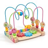 Bead Maze for Toddlers, Wooden Educational Abacus Beads Circle Toddler Toys | Colorful Roller Coaster Activity Game,Preschool Birthday Gift for Toddlers Girls Boys 1 2 3 Year Old