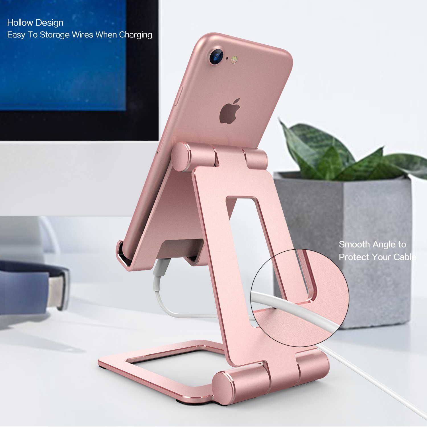 Cell Phone Stand, Adjustable Tablet Stand, Universal Dual Foldable iPhone Stand Multi Angle phone Holder for Switch, iPad,Samsung, Nexus, iPhone X, Other Tablets (4-12 inch) -Pink