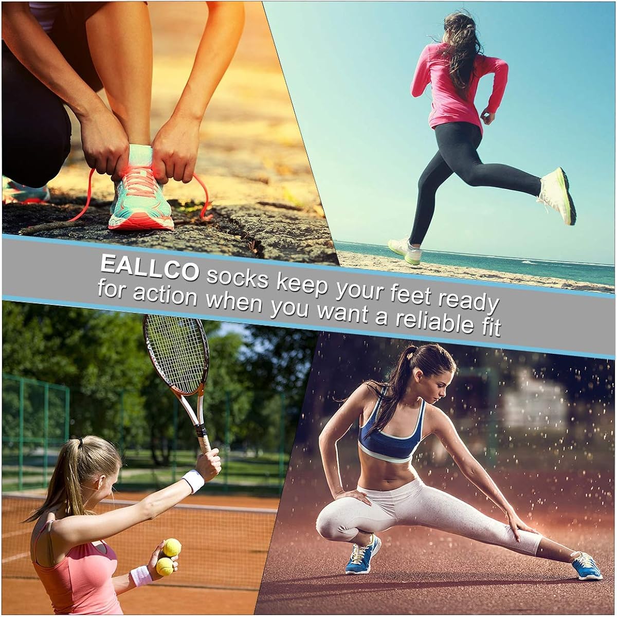 Eallco Womens Ankle Socks 6 Pairs Running Athletic Cushioned Socks: Clothing