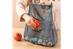 3-piece set, large-sized multi-functional kitchen mesh storage bags - double-pocket design, wall-mountable, ideal for storing