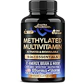 Methylated Multivitamin - 9in1 Supplement with TMG, 5MTHF &amp; B12 - 120 Caps | Multivitamin for Women &amp; Men - B Complex, Antioxidants C &amp; E, Vitamin D3 &amp; K2 - Energy, Brain &amp; Mood - Vegan, Lab Tested