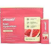 VitaWild Premium Electrolyte & Vitamin Drink Mix - Zero Added Sugar - Clean Ingredients - 7 Electrolytes & Minerals - 8 Key Vitamins & Nutrients - 15 Single-Serve Sticks (Watermelon)