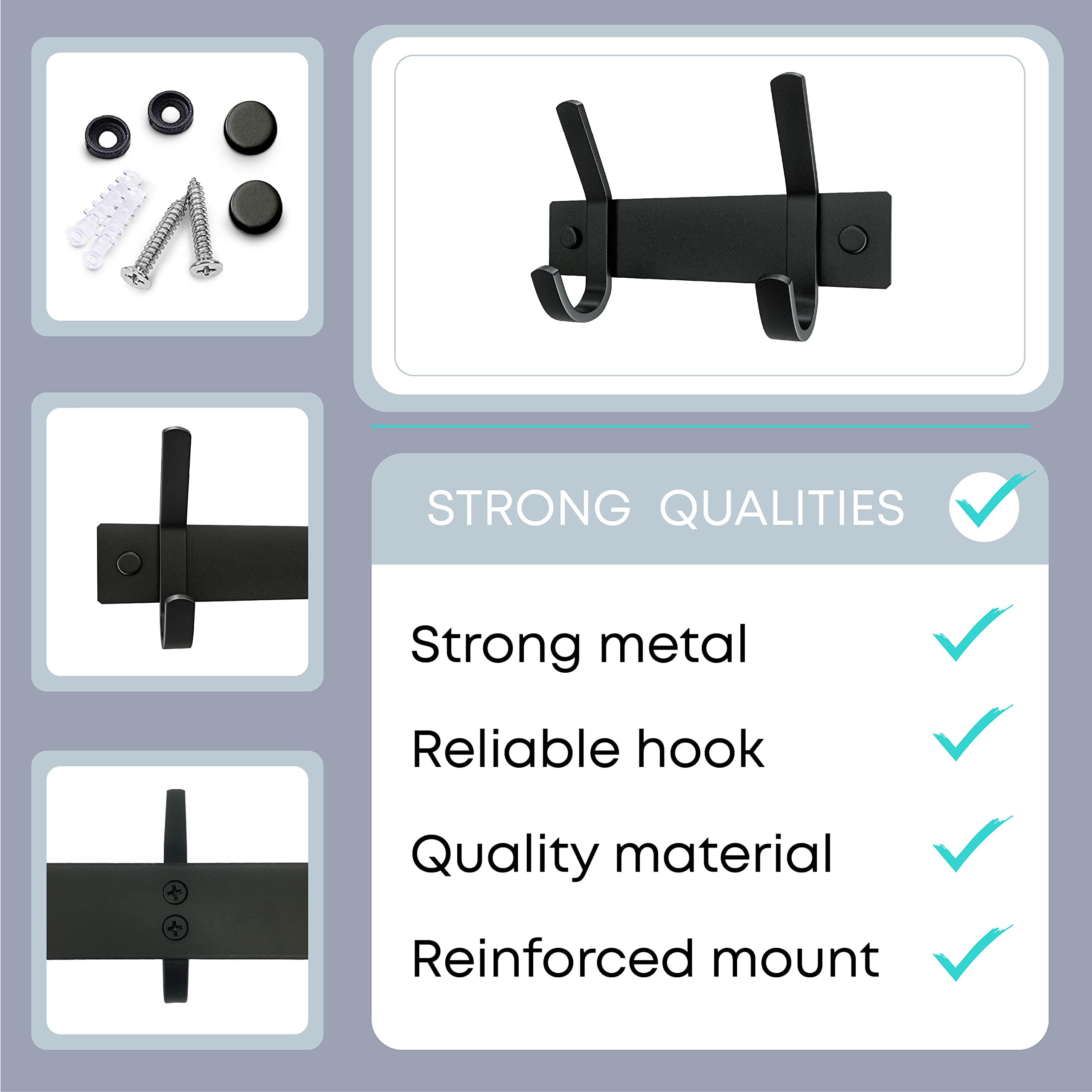 Matte Black Small Coat Rack Wall Mount – 6 Inch