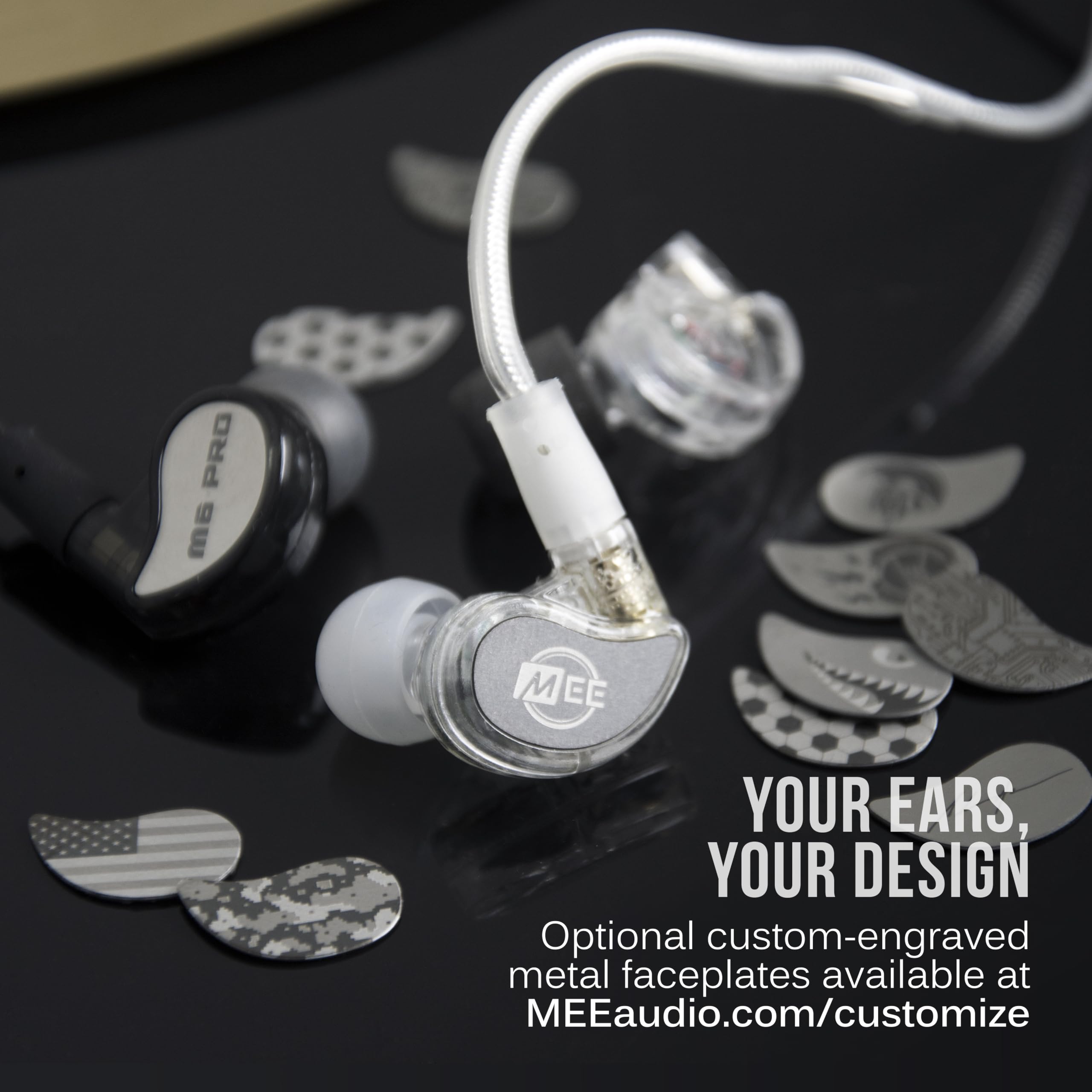 MEE audio M6 PRO In Ear Monitor Headphones for Musicians, 2nd Gen Model With Upgraded Sound, Memory Wire Earhooks & Replaceable Cables, Noise Isolating Professional Earbuds, 2 Cords Included (Black)