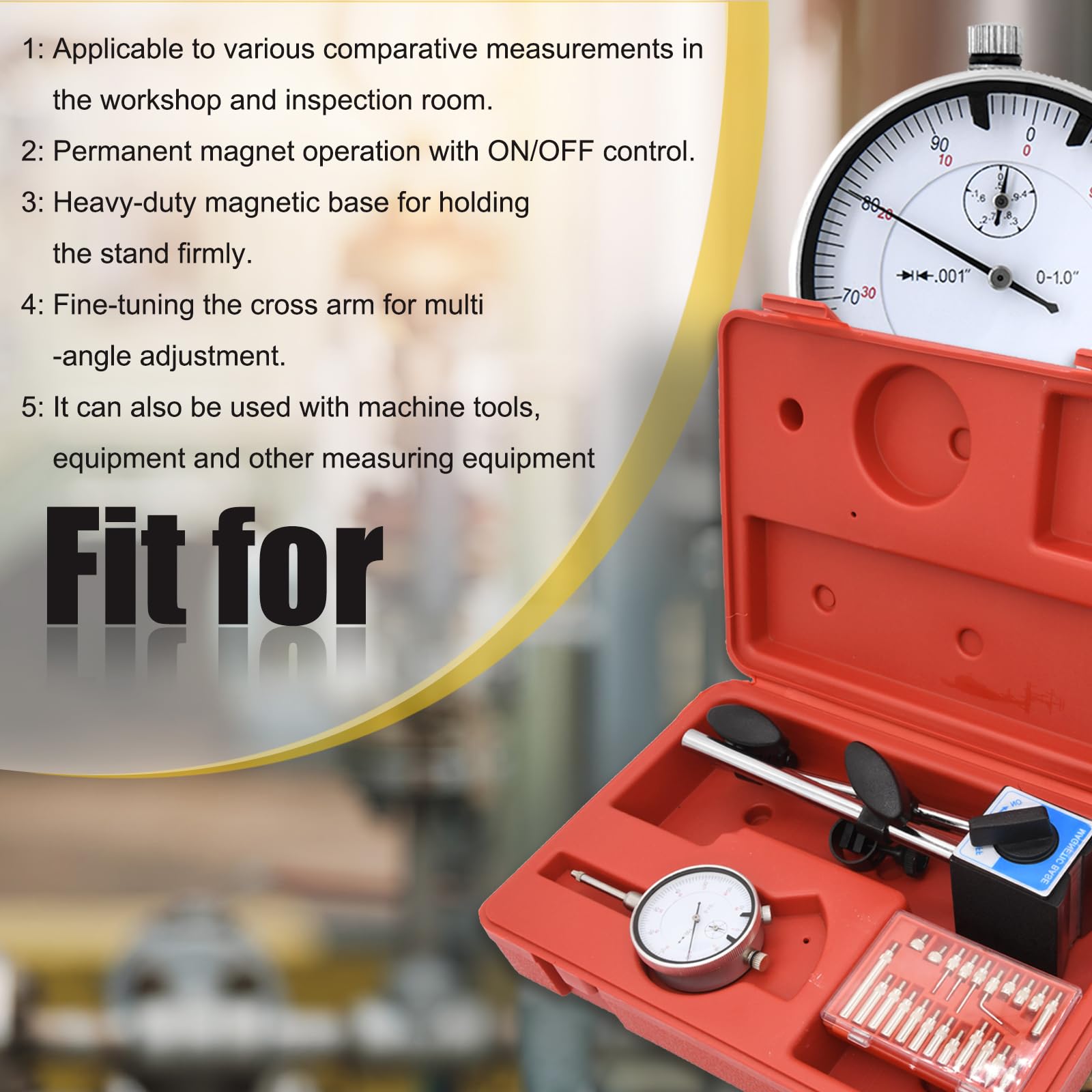 Mua Dial Indicator with Magnetic Base and Point Precision Inspection ...