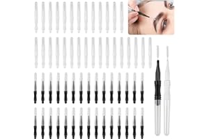 LONCHDAN 60 Pcs Micro Eyebrow Brush Kit - 2 Size Eyebrow Lamination & Spoolie Brushes for Eyelash Lift Extensions