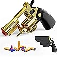 Revolver Toy Gun with Holster Gold - Soft Bullet Western Cowboy Prop Revolver Gun Plastic Play Cap Guns Pistol for Kids Boys Age 6+ Foam Blaster CS Toy Rifle Sniper Small Hand Gun Cosplay Shoot Game