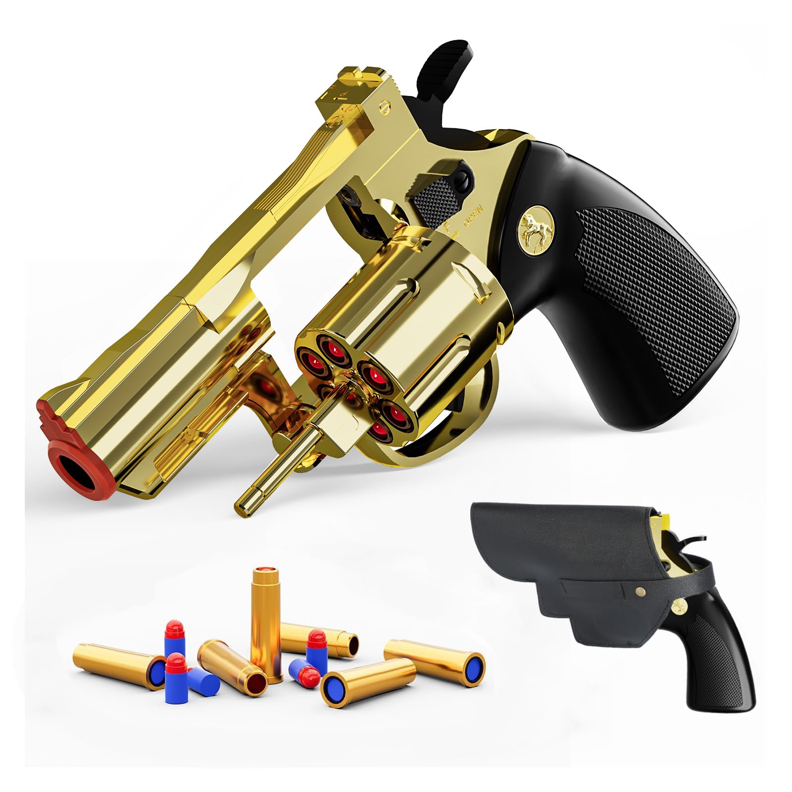 Photo 1 of ***NONFUNCTIONAL*** Toy  With Holster Gold - Soft Bullet Western Cowboy Prop Revolver Gun Plastic Play Cap Guns Pistol for Kids Boys Age 6+ Foam Blaster CS Toy Rifle Sniper Small Hand Gun Cosplay Shoot Game