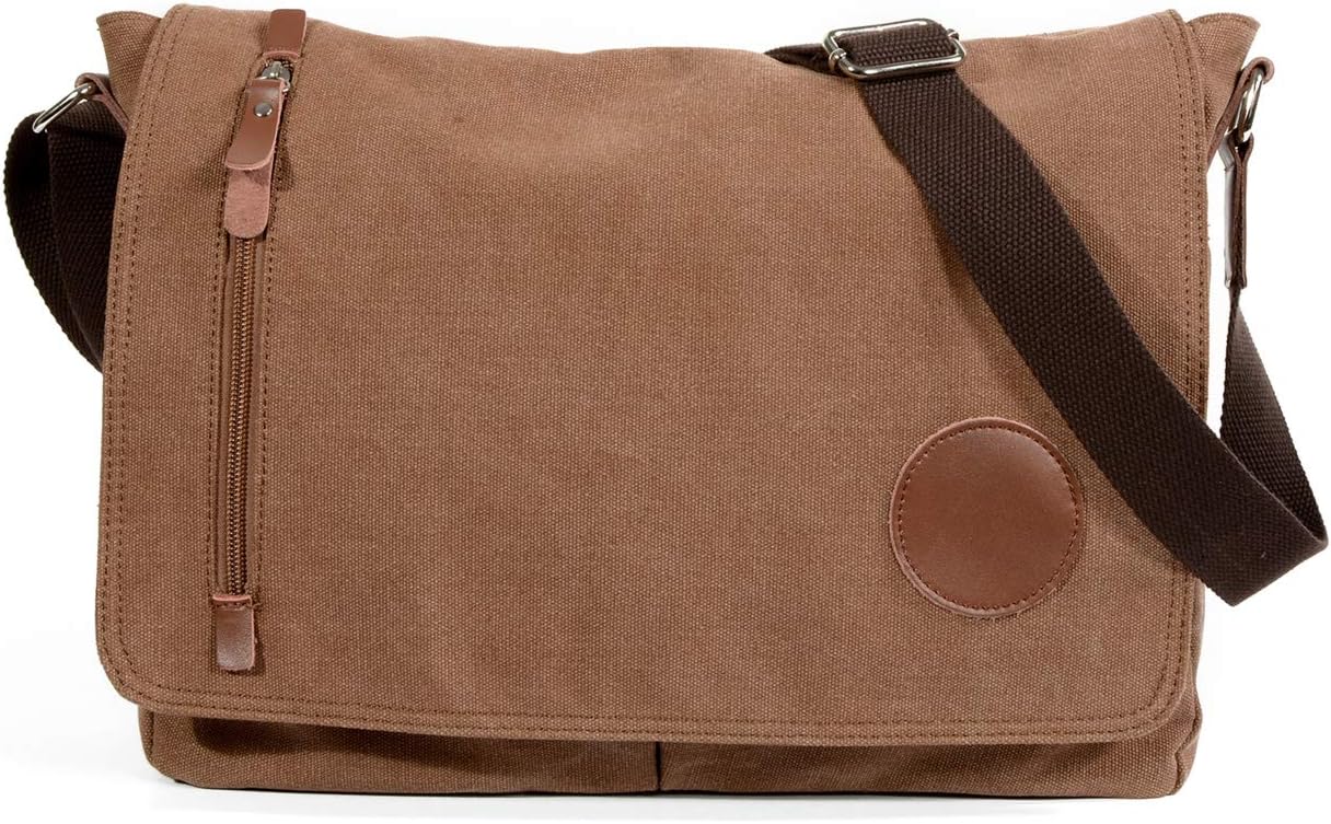 YANGYANJING Canvas Unisex Laptop Bag Messenger Bag,Padded Computer Bag for Laptop Crossbody Satchel Shoulder Bag