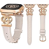 Wearlizer Slim Leather Band Compatible with Apple Watch Bands Women 41/40/38/42/44/45/46/49mm, Dressy Fancy Designer Celtic Knot Thin Strap for iWatch Series 11 10 9 8 7 6 5 4 3 SE/Ultra 3 2 1