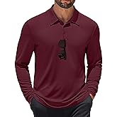 COOFANDY Men's Long Sleeve Polo Shirts Quick Dry Moisture Wicking Lightweight Golf Shirts Casual Collared Shirt