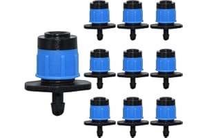 JUZIZJMEFOD Juzizj 100 Pack Adjustable Irrigation Drippers 1/4 Inch Emitter Dripper 360 Degree Full Circle Pattern Water Flow Drip Emitter Micro Drip Irrigation Sprinklers for Home Garden Lawn(Blue)